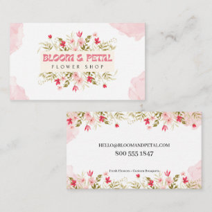 Blush Pink Watercolor Floral Business Card