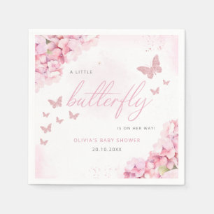 Blush Pink Watercolor Floral Butterfly Baby Shower Napkin
