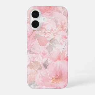 Blush Pink Watercolor Floral Pattern iPhone 16 Case