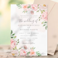 Blush Pink Watercolor Floral Peony Wedding