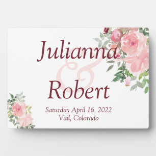 Blush pink watercolor floral plaque