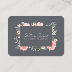 Blush Pink Watercolor Floral Rose & Sage Greenery Business Card