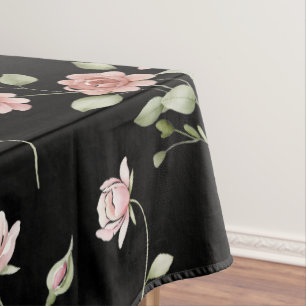 Blush Pink Watercolor Floral  Tablecloth