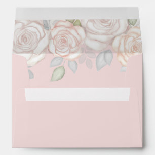 Blush Pink Watercolor Floral Wedding Envelope