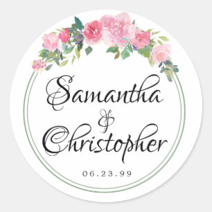 Blush Pink Watercolor Floral Wedding Envelope Seal