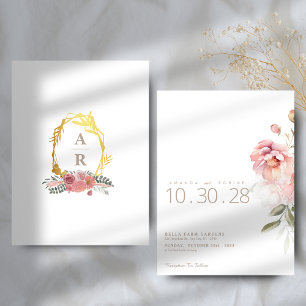 Blush Pink Watercolor Floral Wedding Invitation