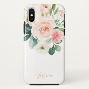 Blush Pink Watercolor Floral with Name Case-Mate iPhone Case