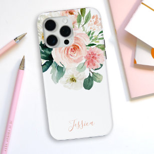 Blush Pink Watercolor Floral with Your Name Case-Mate iPhone Case