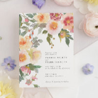 Blush Pink Watercolor Flowers Blooms Wedding