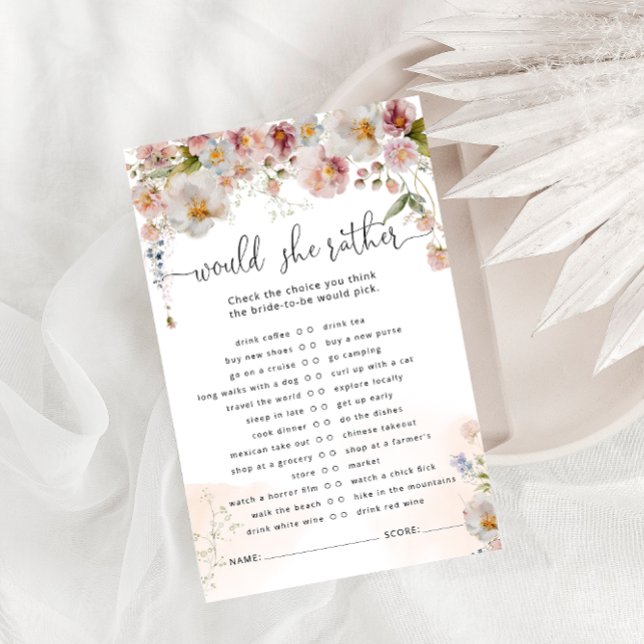 Blush Pink Watercolor Flowers Bridal Shower Game (Creator Uploaded)