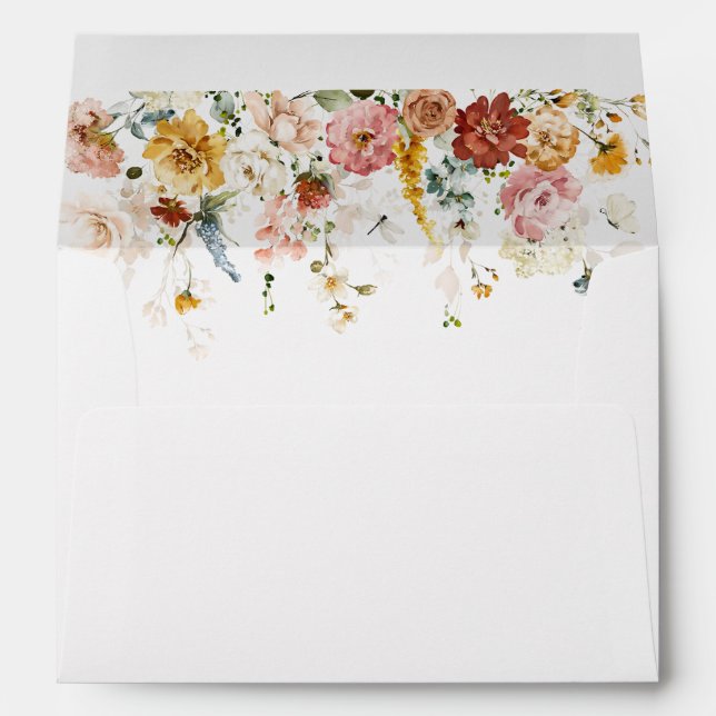 Blush Pink Watercolor Garden Flowers Bridal Shower Envelope (Back (Bottom))