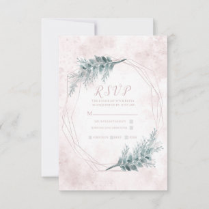 Blush Pink Watercolor Geometric Botanical RSVP Card
