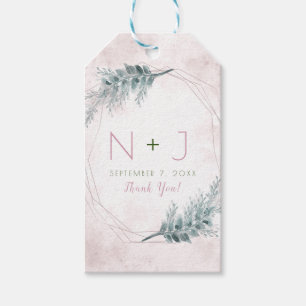 Blush Pink Watercolor Geometric Botanical Wedding Gift Tags