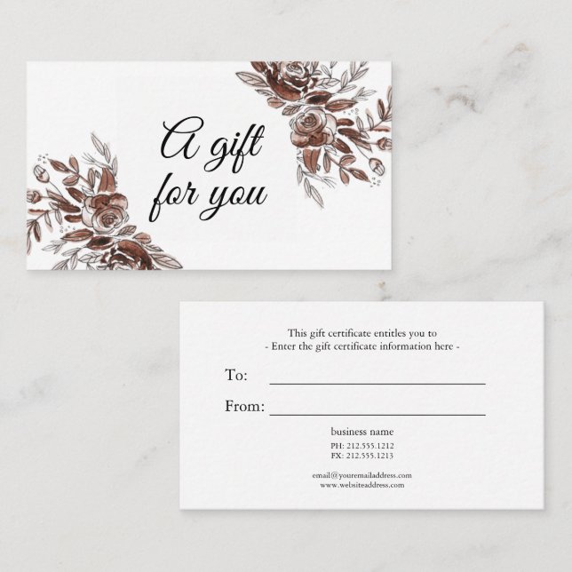 Blush pink watercolor gift card (Front/Back)