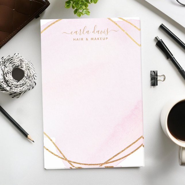 Blush Pink Watercolor Gold Circle Salon Post-it Notes (Creator Uploaded)