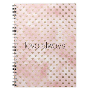 Blush Pink Watercolor Gold Hearts Notebook