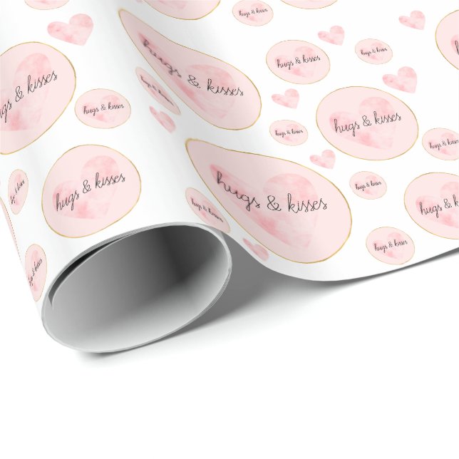 Blush Pink Watercolor Heart Wrapping Paper (Roll Corner)