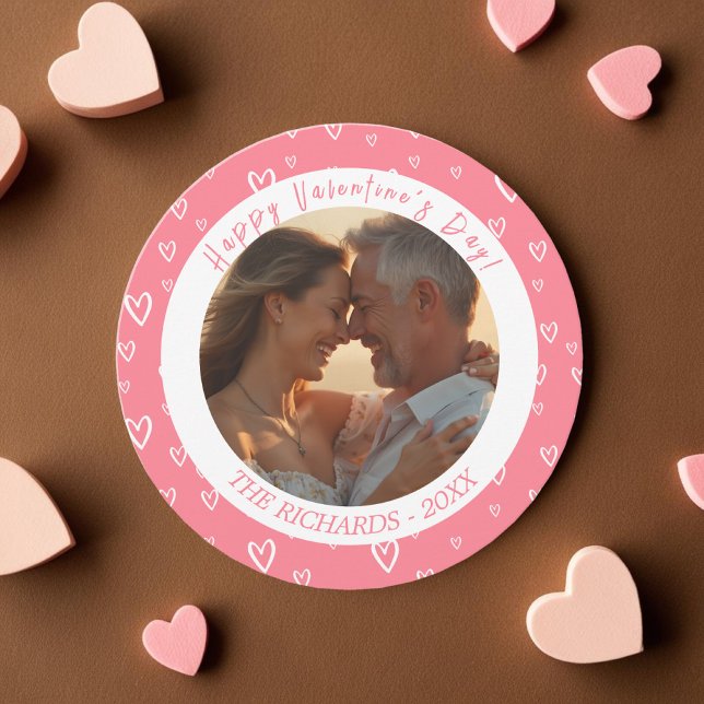 Blush Pink watercolor Hearts Photo  Holiday Card (Blush Pink watercolor Hearts Photo Holiday Card)