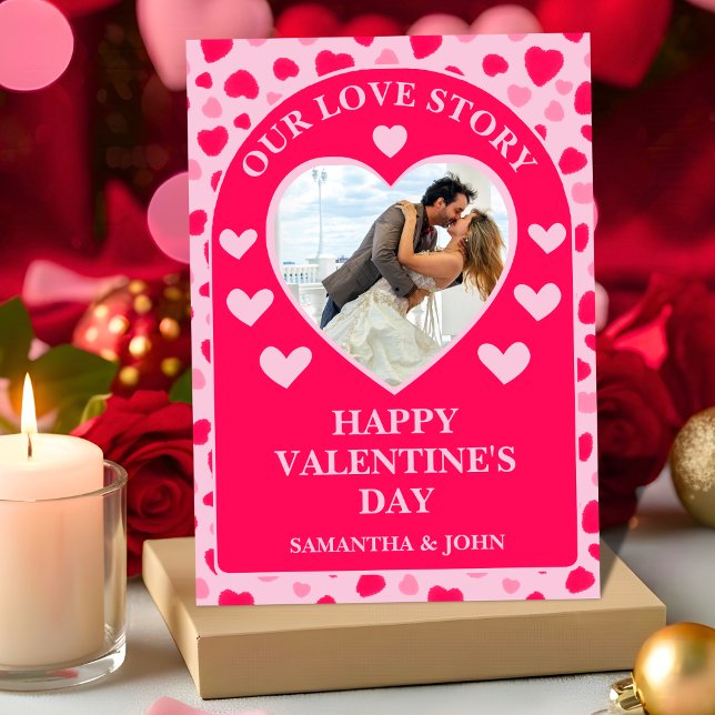 Blush Pink Watercolor Hearts Valentine Gift Photo Holiday Card (Creator Uploaded)