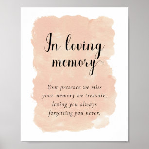 Blush Pink Watercolor In Loving Memory Wedding Poster