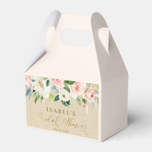 Blush Pink Watercolor & Kraft Rustic Bridal Shower Favour Box