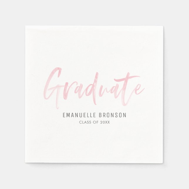 Blush Pink Watercolor Lettering Graduation Napkin (Front)