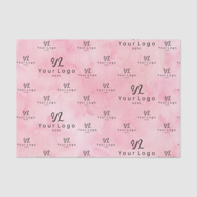 Blush Pink Watercolor Logo Business Packaging Tiss Tissue Paper (Front)