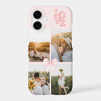 Blush Pink Watercolor Love Custom 4 Photo Collage