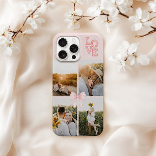 Blush Pink Watercolor Love Custom 4 Photo Collage  iPhone 16 Pro Max Case