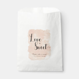 Blush Pink Watercolor Love Is Sweet Wedding Candy Favour Bags