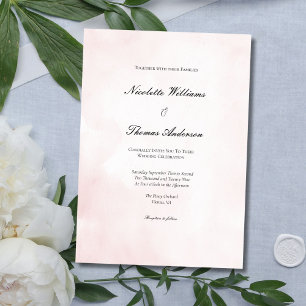 Blush Pink Watercolor Minimal Elegant Wedding Invitation