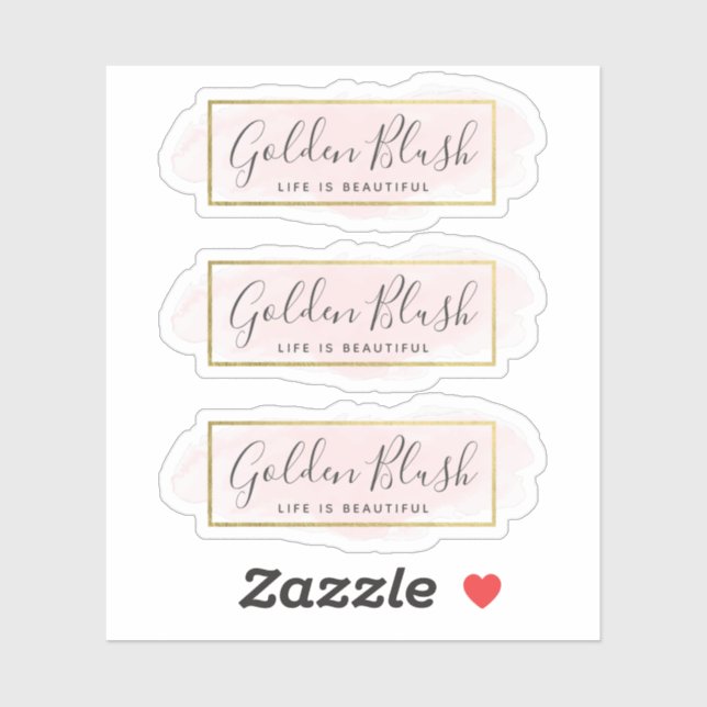 Blush Pink Watercolor & Modern Gold 3-Piece Logo (Sheet)