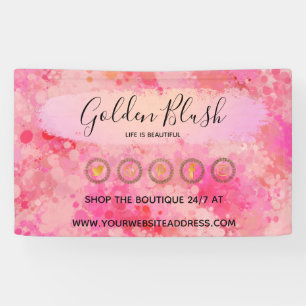 Blush Pink Watercolor & Modern Gold Geometric Chic Banner
