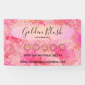 Blush Pink Watercolor & Modern Gold Geometric Chic Banner