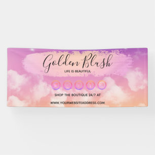 Blush Pink Watercolor & Modern Gold Geometric Chic Banner