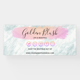Blush Pink Watercolor & Modern Gold Geometric Chic Banner