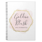Blush Pink Watercolor & Modern Gold Geometric Chic