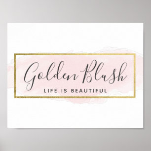 Blush Pink Watercolor & Modern Gold Geometric Chic Poster