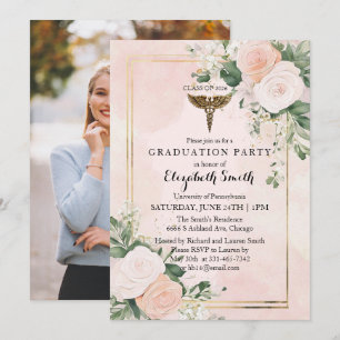 Blush Pink Watercolor Nursing Graduation Invitatio Invitation
