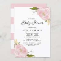 Blush Pink Watercolor Peonies Pretty Baby Shower