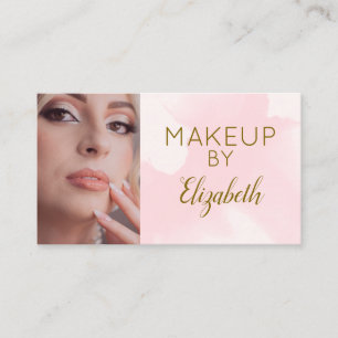 Blush Pink Watercolor Photo Makeup Business Card