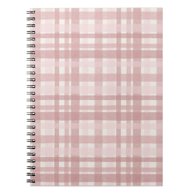 Blush Pink Watercolor Plaid Pattern | Modern Soft  Notebook (Front)
