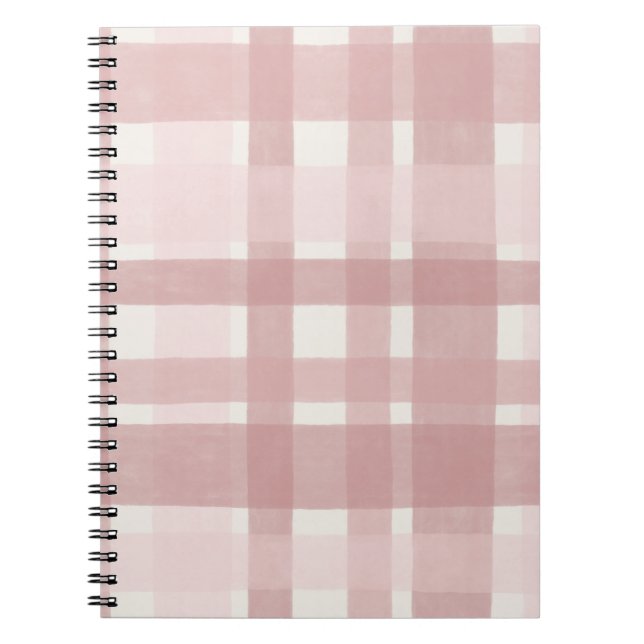 Blush Pink Watercolor Plaid Pattern | Modern Soft  Notebook (Front)