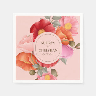 Blush Pink Watercolor Poppy Wedding Paper Napkin