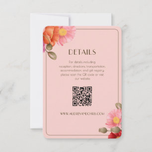 Blush Pink Watercolor Poppy Wedding Response Card