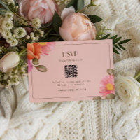 Blush Pink Watercolor Poppy Wedding RSVP Card