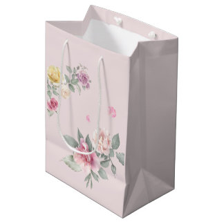 Blush Pink Watercolor Rose Floral Gift Bag