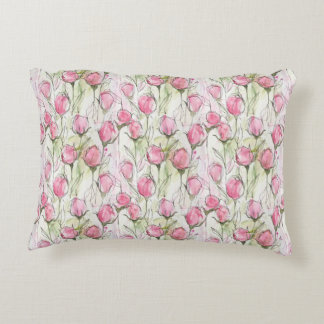 Blush Pink Watercolor Rosebuds Decorative Cushion
