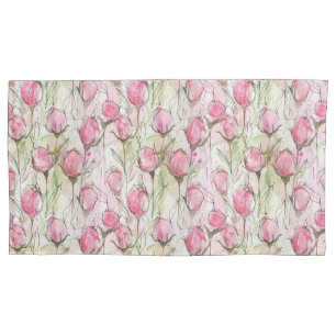 Blush Pink Watercolor Rosebuds Pillowcase