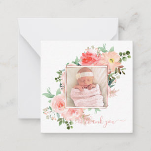 Blush Pink Watercolor Roses Baby Note Card